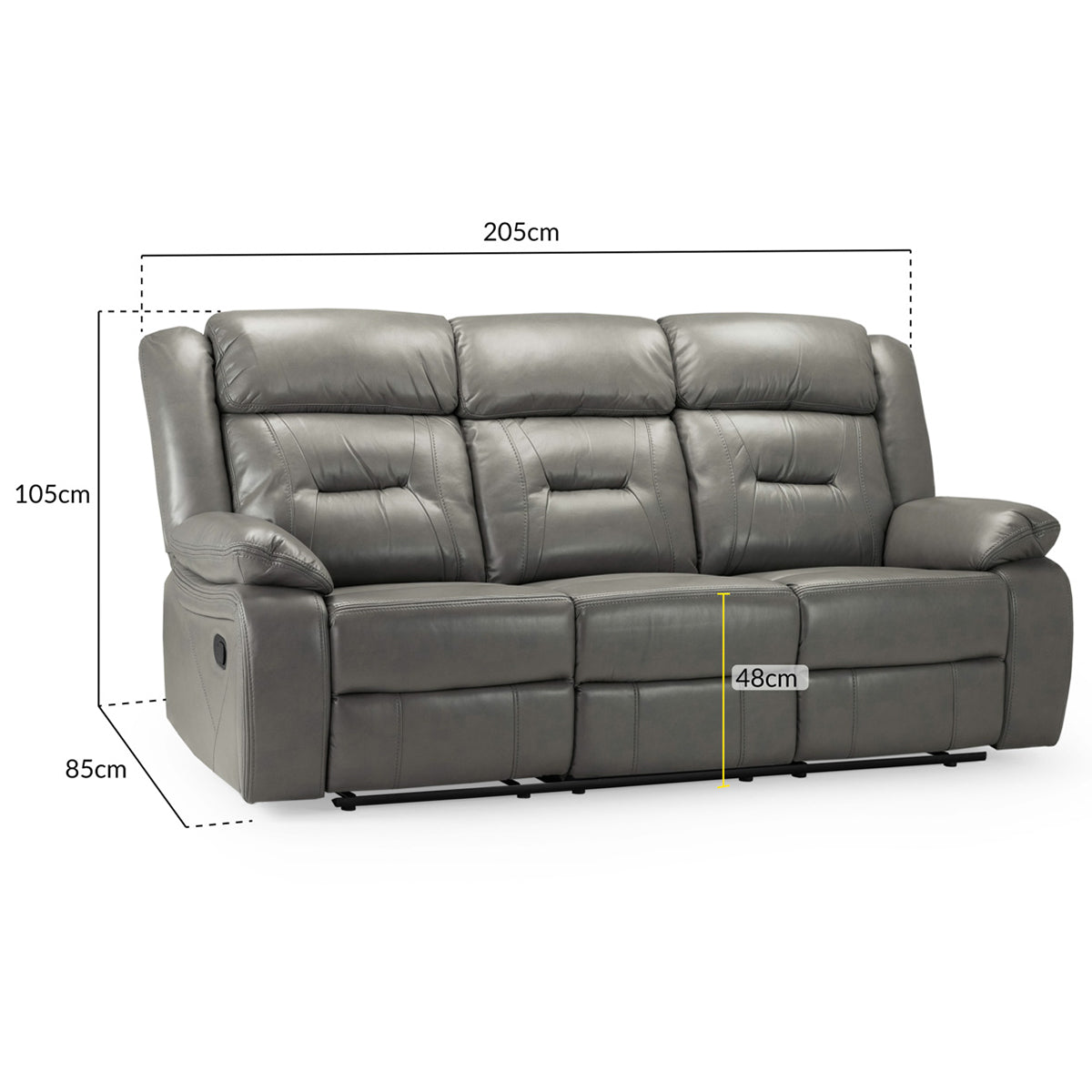 Faux Leather 3 Seater Sofa Recliner - Novie