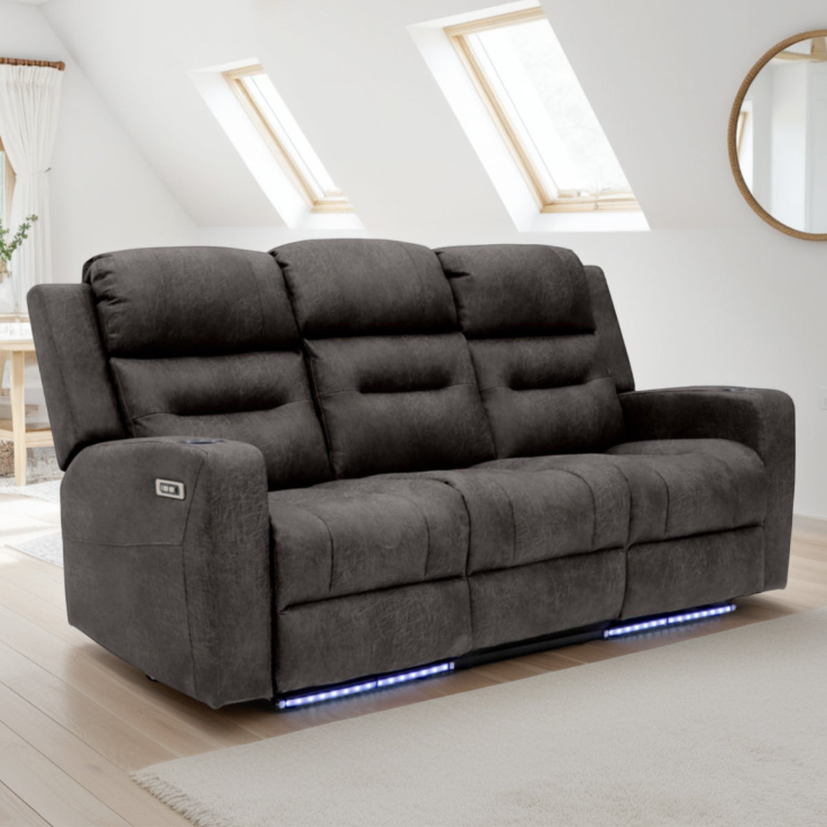 Faux Leather 3 Seater Sofa Recliner Tech - C-Love