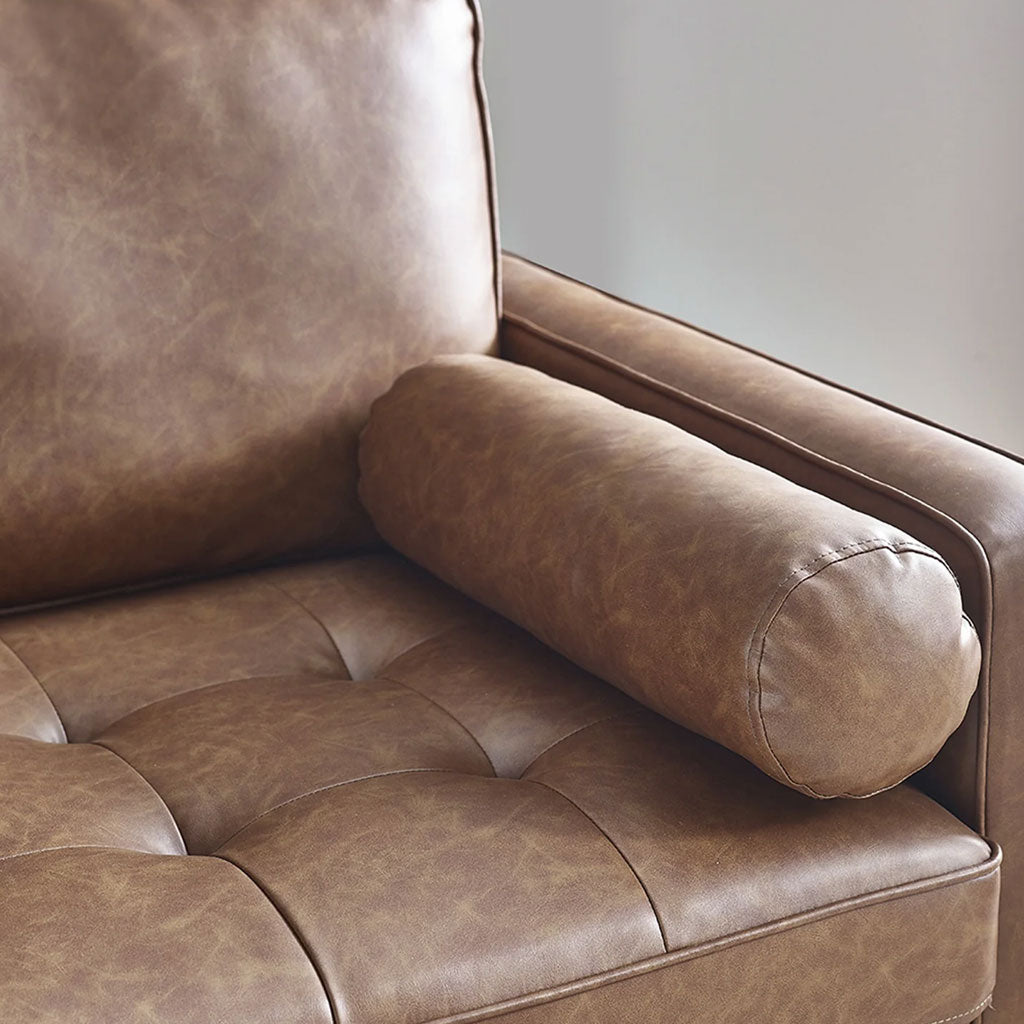 Faux Leather 3 Seater Sofa With Bolster Cushions - Henley