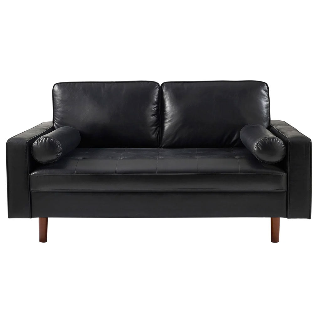 Faux Leather 3 Seater Sofa With Bolster Cushions - Henley