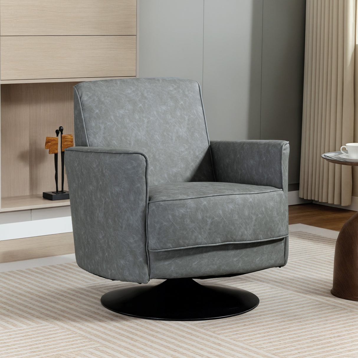 Faux Leather Accent Chair 75cm Wide With Thick Padding - Velmora