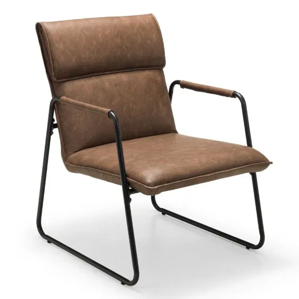 Faux Leather Accent Chair With Black Metal Frame - Gramercy