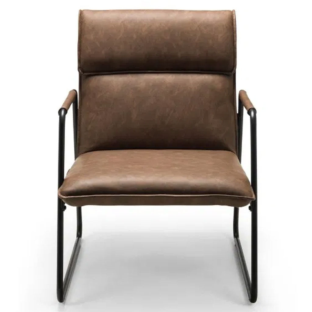 Faux Leather Accent Chair With Black Metal Frame - Gramercy