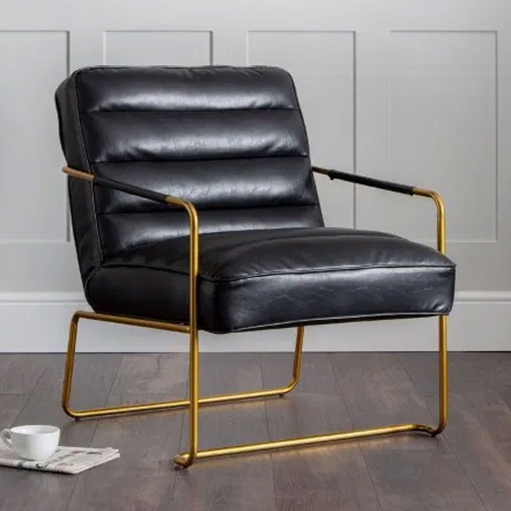 Faux Leather Accent Chair With Gold Frame - Giorgio