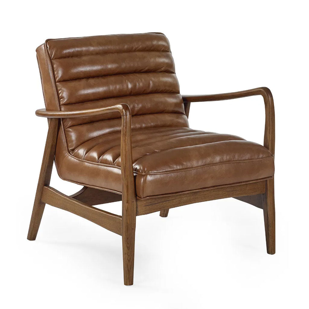 Faux Leather Accent Chair With Wooden Frame - Marshall