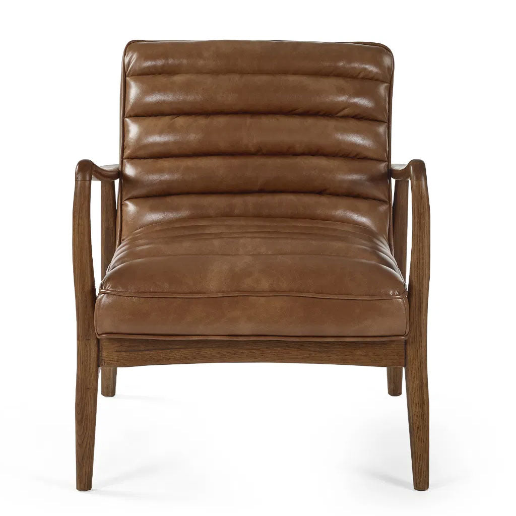 Faux Leather Accent Chair With Wooden Frame - Marshall