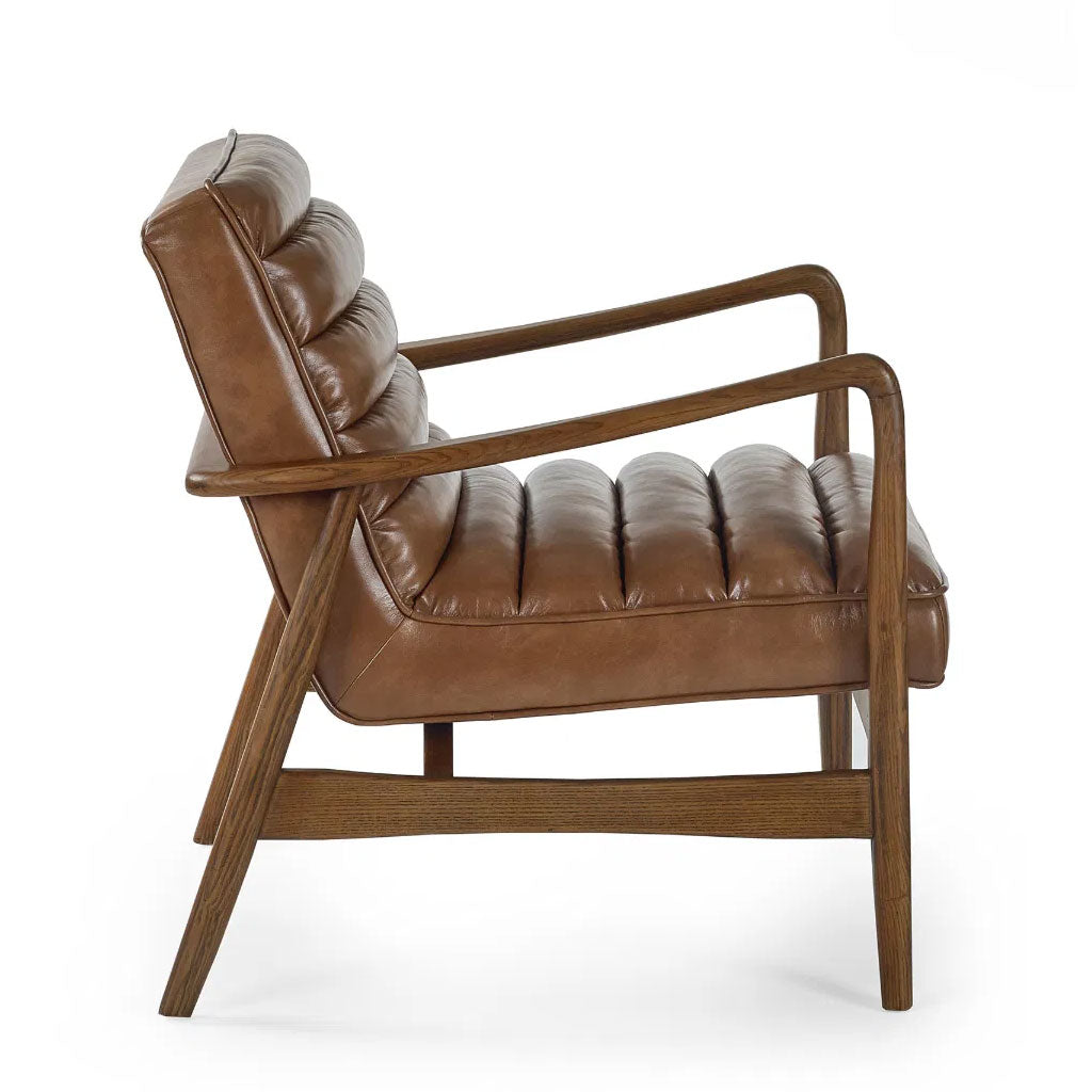 Faux Leather Accent Chair With Wooden Frame - Marshall