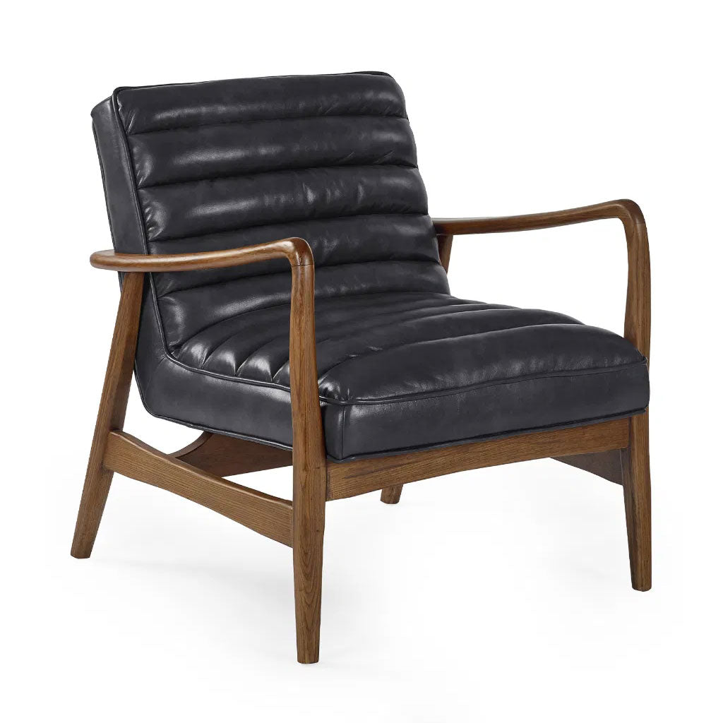 Faux Leather Accent Chair With Wooden Frame - Marshall