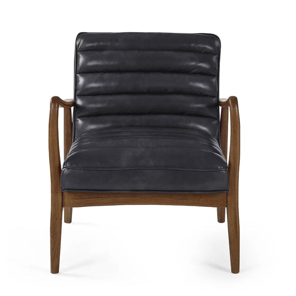 Faux Leather Accent Chair With Wooden Frame - Marshall