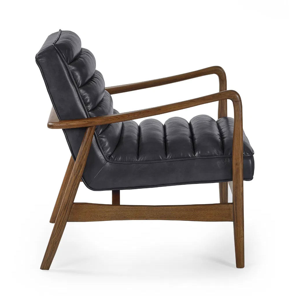 Faux Leather Accent Chair With Wooden Frame - Marshall