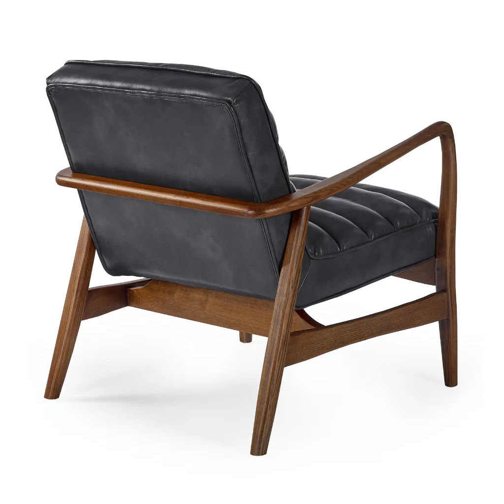 Faux Leather Accent Chair With Wooden Frame - Marshall