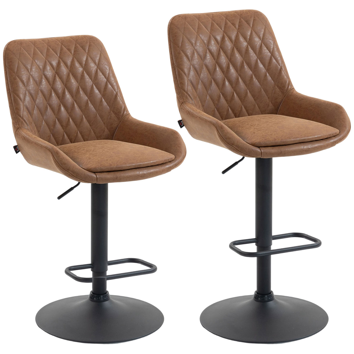 Faux Leather Adjustable Retro Bar Stools Swivel in Set Of 2 - Velmora