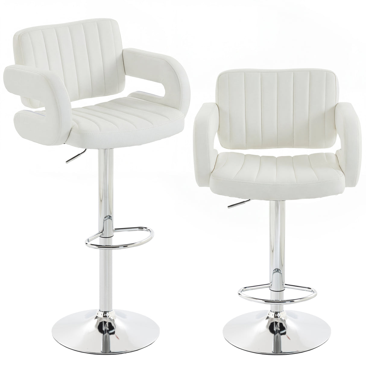 Faux Leather Adjustable Swivel Kitchen Bar Chairs in Set Of 2 - Velmora