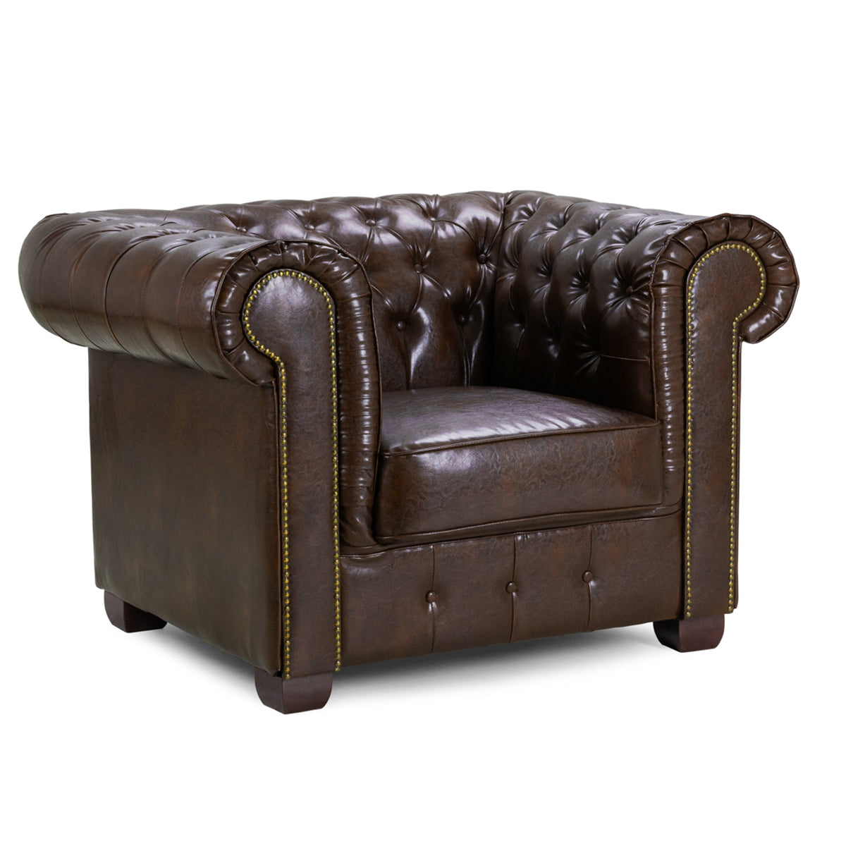 Faux Leather Armchair - Chesterfield