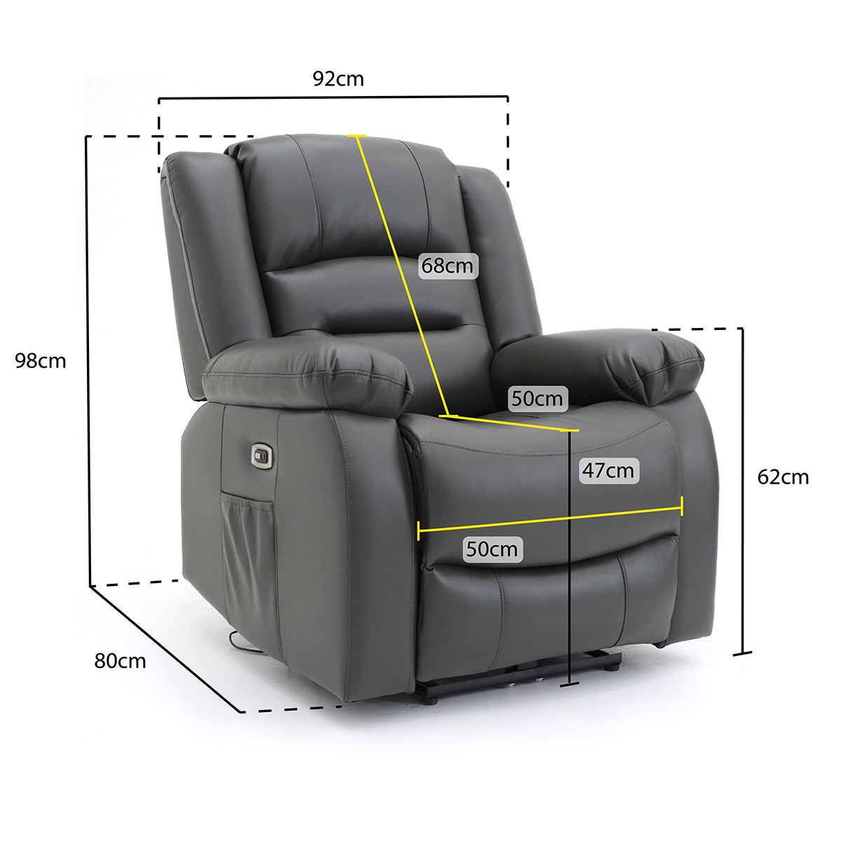 Faux Leather Armchair Electric Recliner - Alva