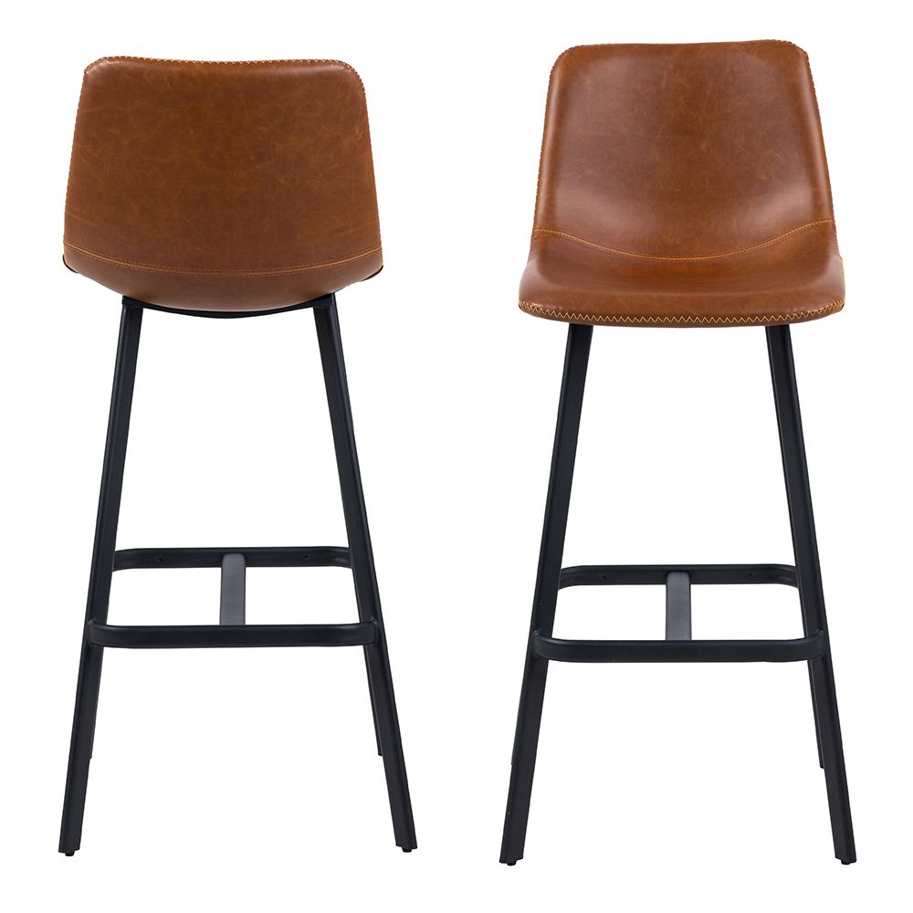 Faux Leather Bar Chairs in Set Of 2 - Oregon