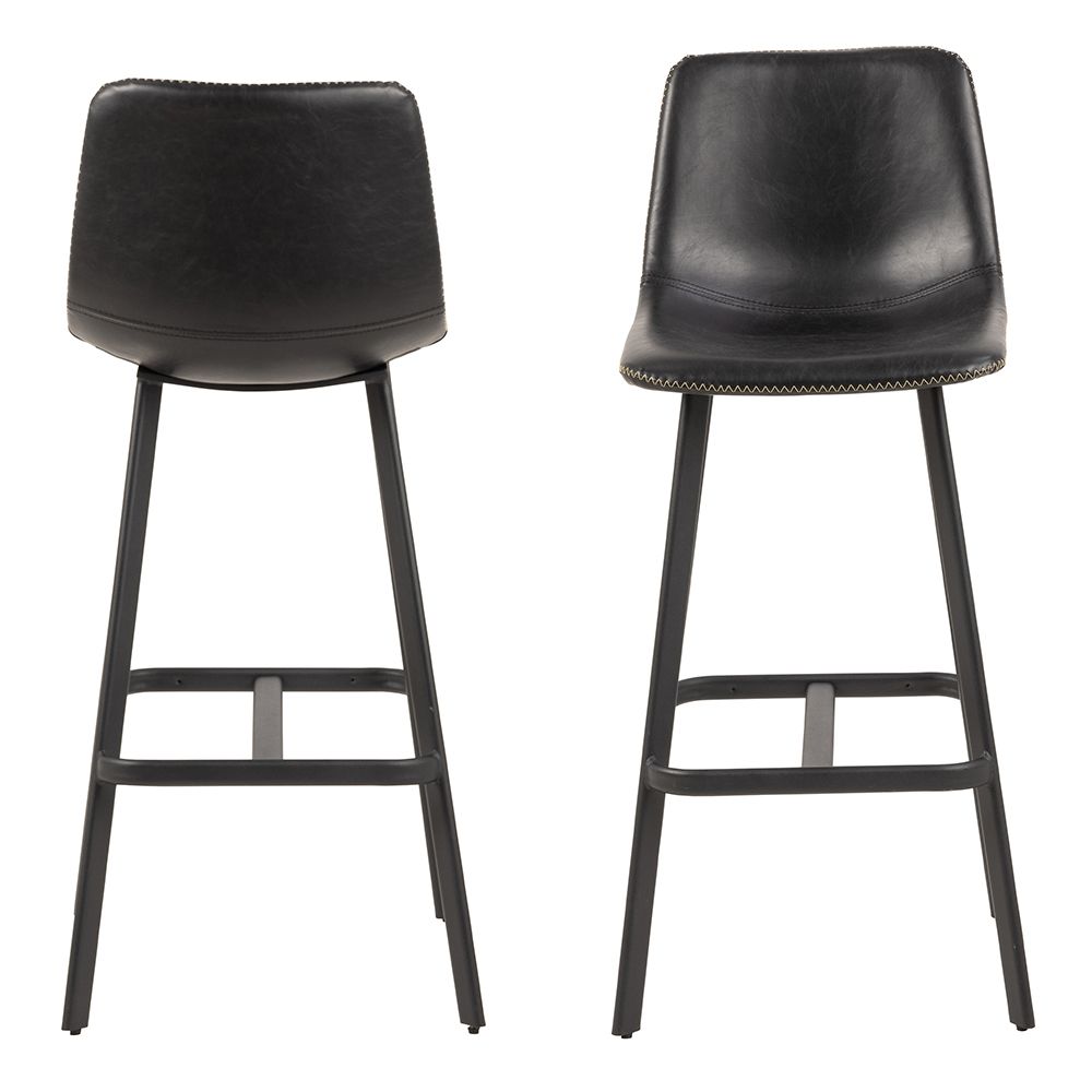 Faux Leather Bar Chairs in Set Of 2 - Oregon