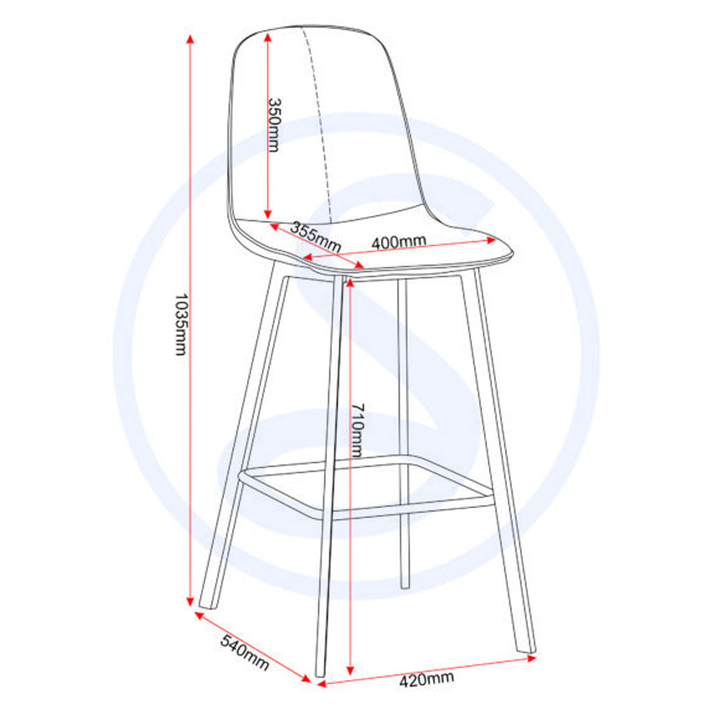 Faux Leather Bar Chairs in Set Of 2 - Quebec
