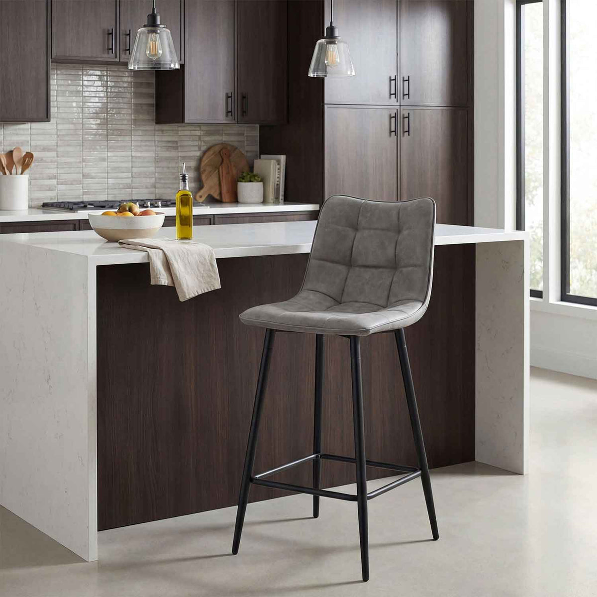 Faux Leather Bar Stool 42cm Wide - Alnwick