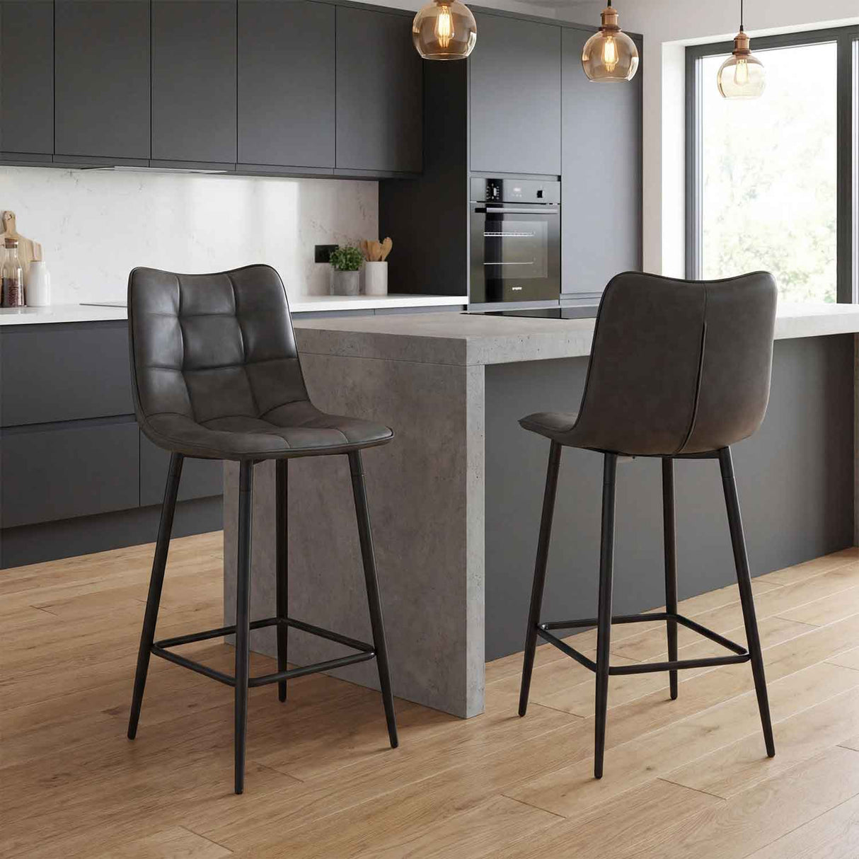 Faux Leather Bar Stool 42cm Wide - Alnwick
