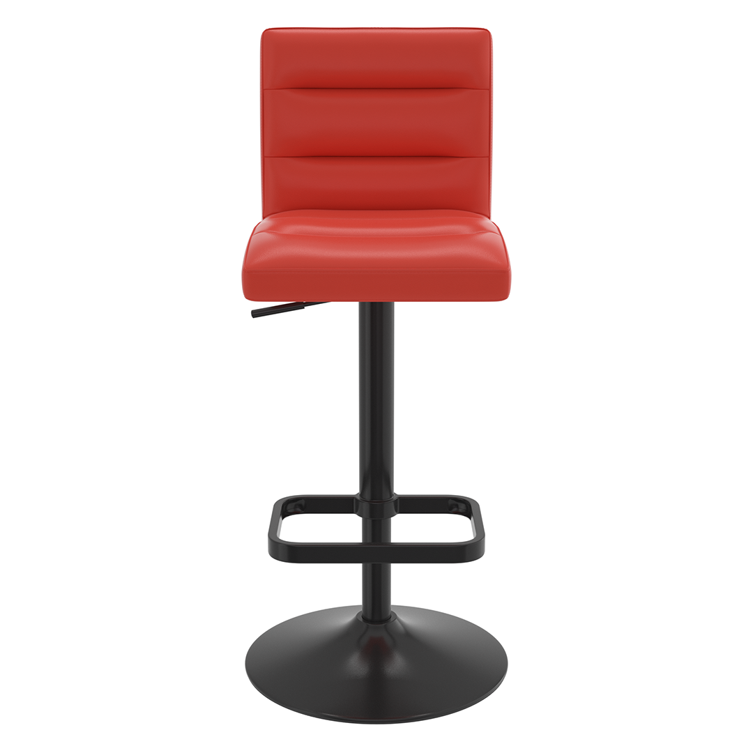 Faux Leather Bar Stool With Black Base - Dunley