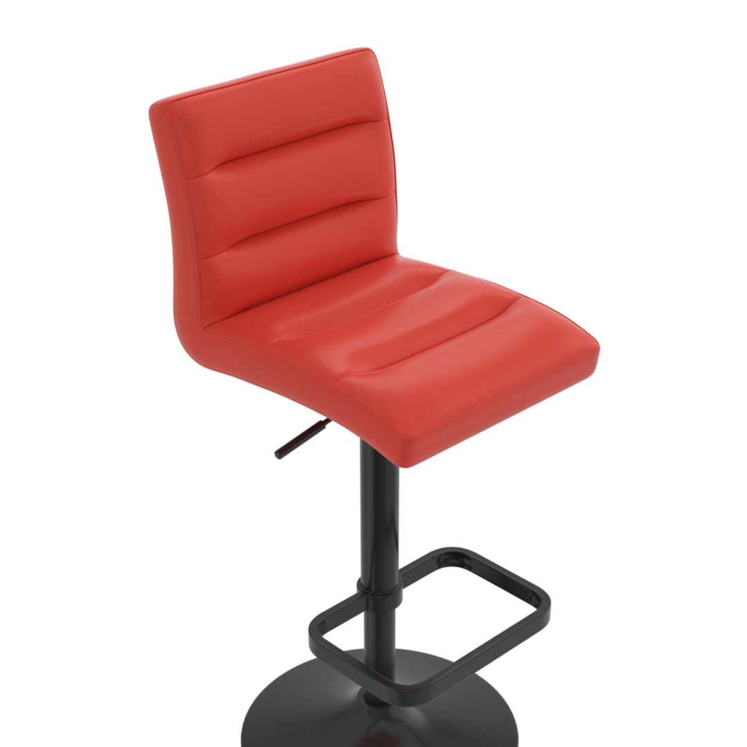 Faux Leather Bar Stool With Black Base - Dunley