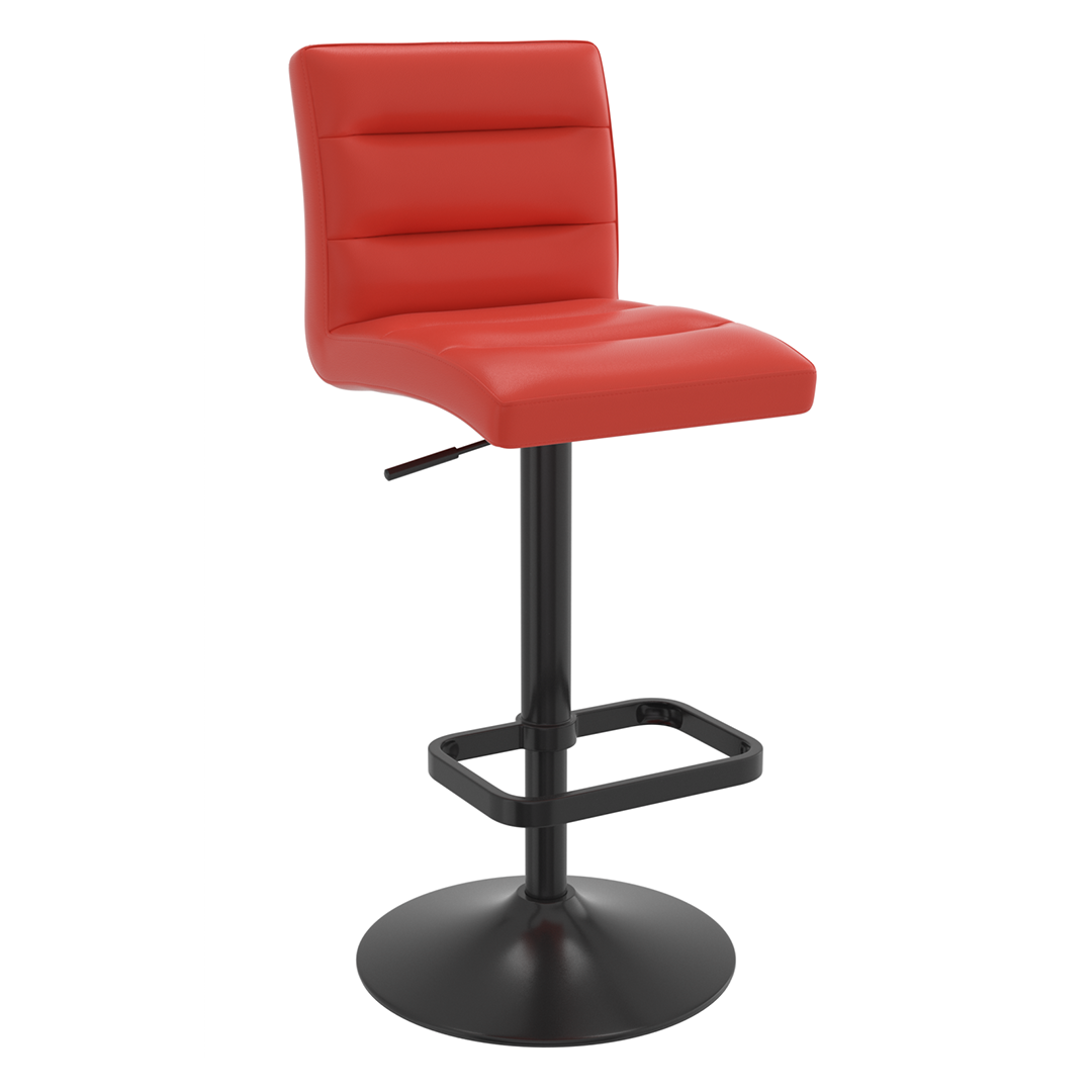 Faux Leather Bar Stool With Black Base - Dunley