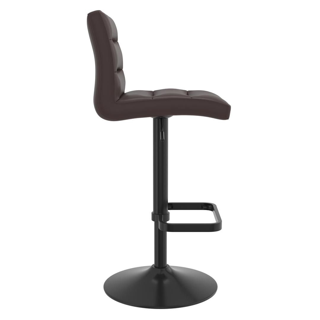Faux Leather Bar Stool With Black Base - Dunley