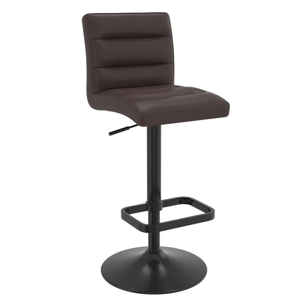 Faux Leather Bar Stool With Black Base - Dunley