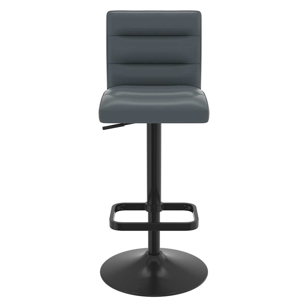 Faux Leather Bar Stool With Black Base - Dunley