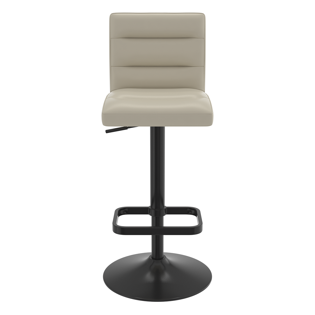 Faux Leather Bar Stool With Black Base - Dunley