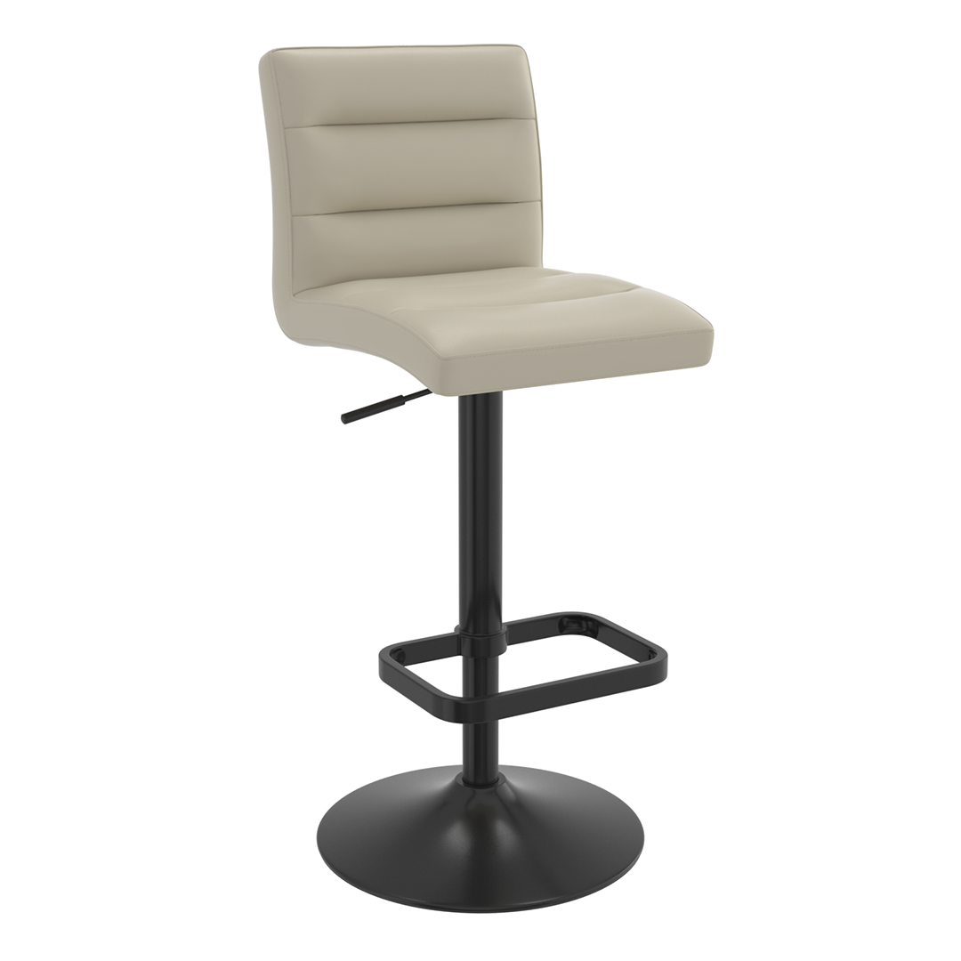 Faux Leather Bar Stool With Black Base - Dunley