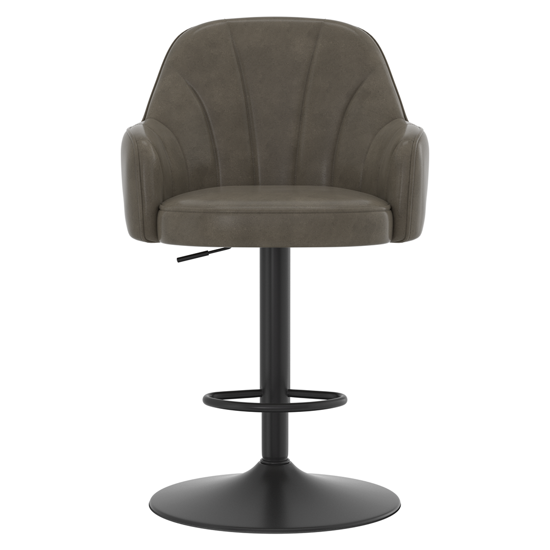 Faux Leather Bar Stool With Black Base - Orton