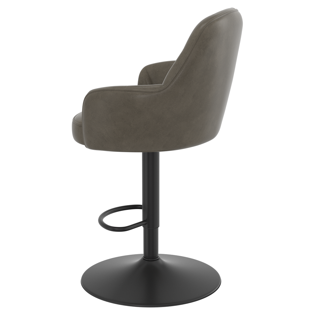 Faux Leather Bar Stool With Black Base - Orton