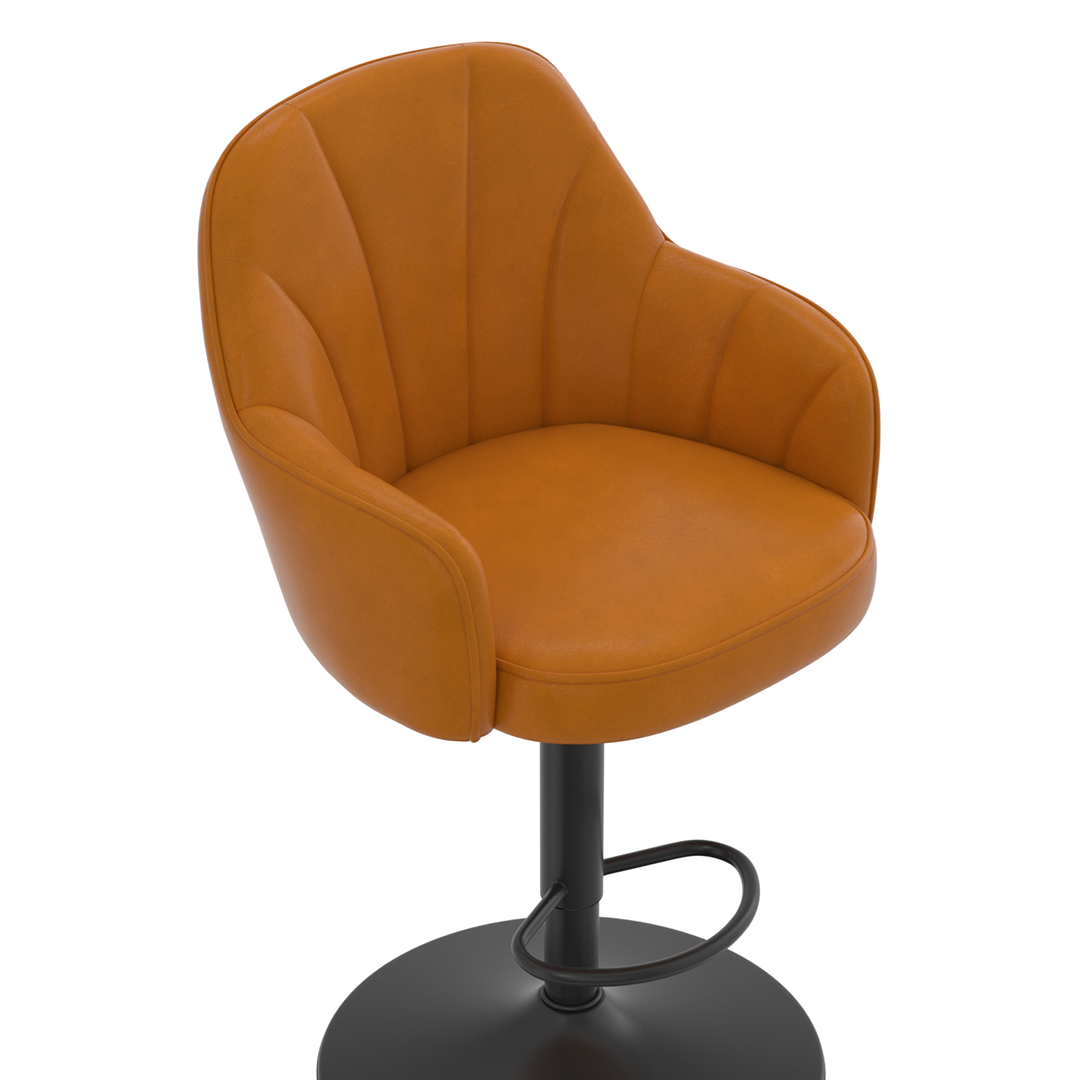 Faux Leather Bar Stool With Black Base - Orton