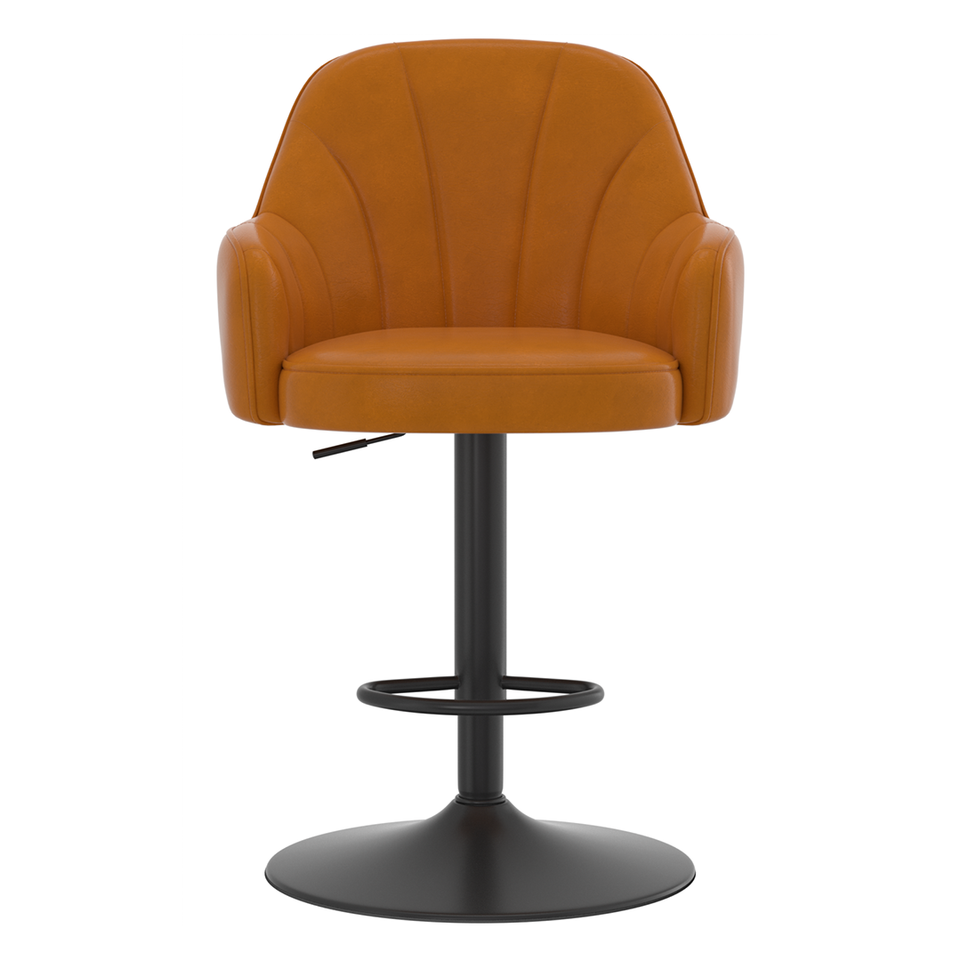 Faux Leather Bar Stool With Black Base - Orton