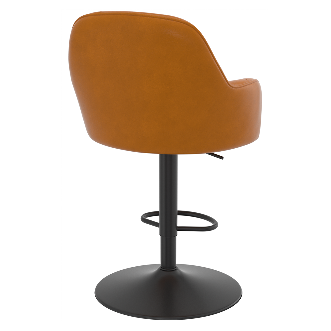Faux Leather Bar Stool With Black Base - Orton