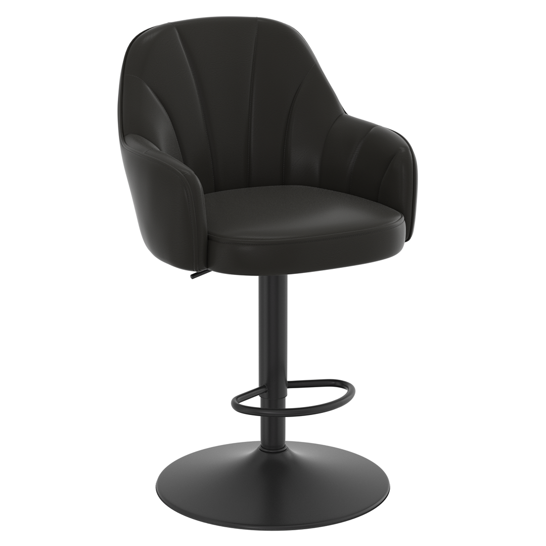 Faux Leather Bar Stool With Black Base - Orton