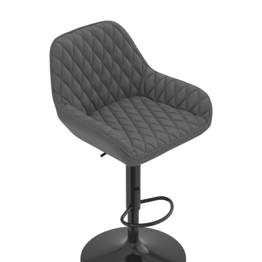 Faux Leather Bar Stool With Black Base - Saxby