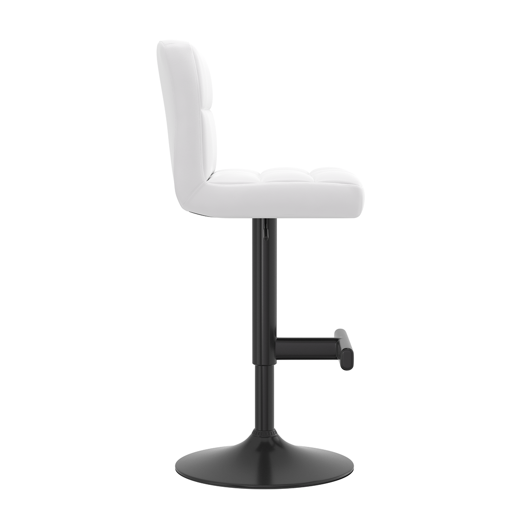 Faux Leather Bar Stool With Black Metal Pedestal Base - Goldcrest