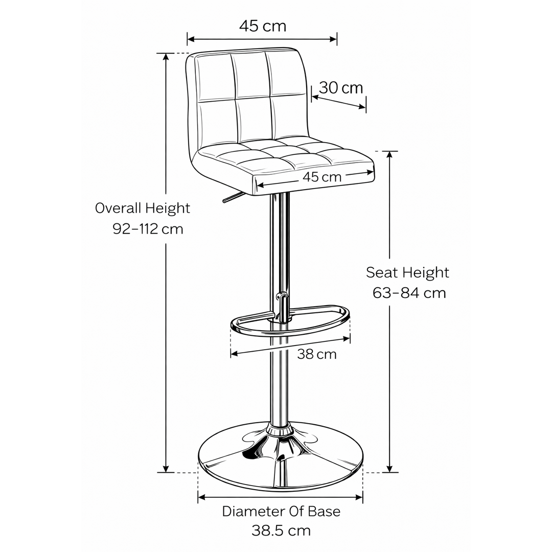 Faux Leather Bar Stool With Black Metal Pedestal Base - Goldcrest