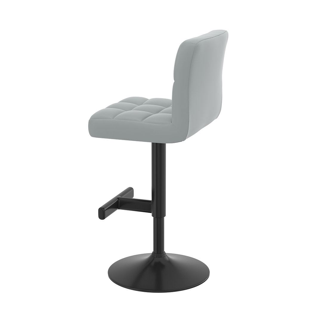 Faux Leather Bar Stool With Black Metal Pedestal Base - Goldcrest