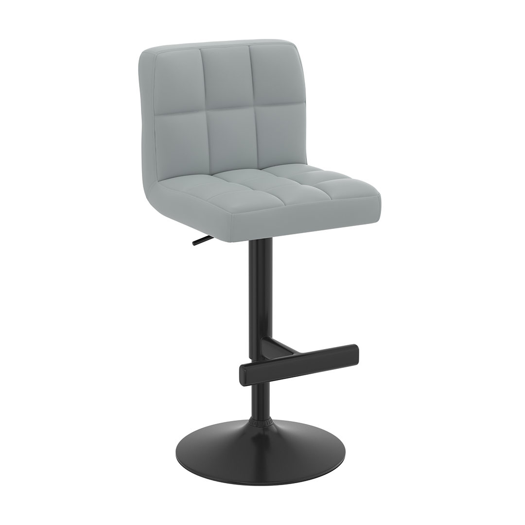 Faux Leather Bar Stool With Black Metal Pedestal Base - Goldcrest