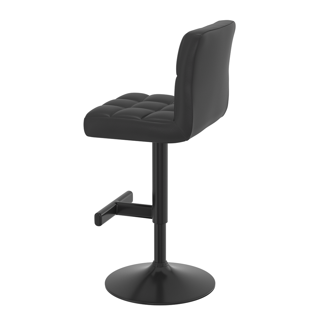 Faux Leather Bar Stool With Black Metal Pedestal Base - Goldcrest