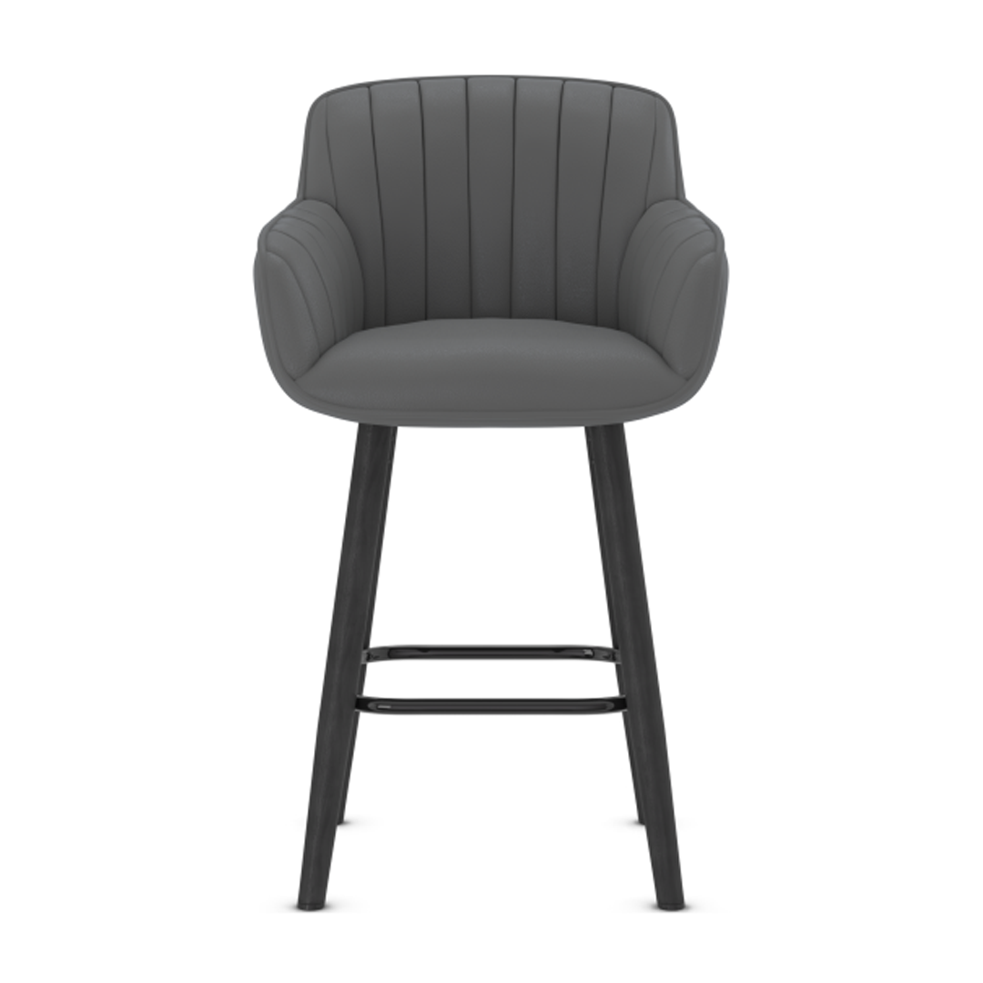 Faux Leather Bar Stool With Black Wooden Legs - Pinley