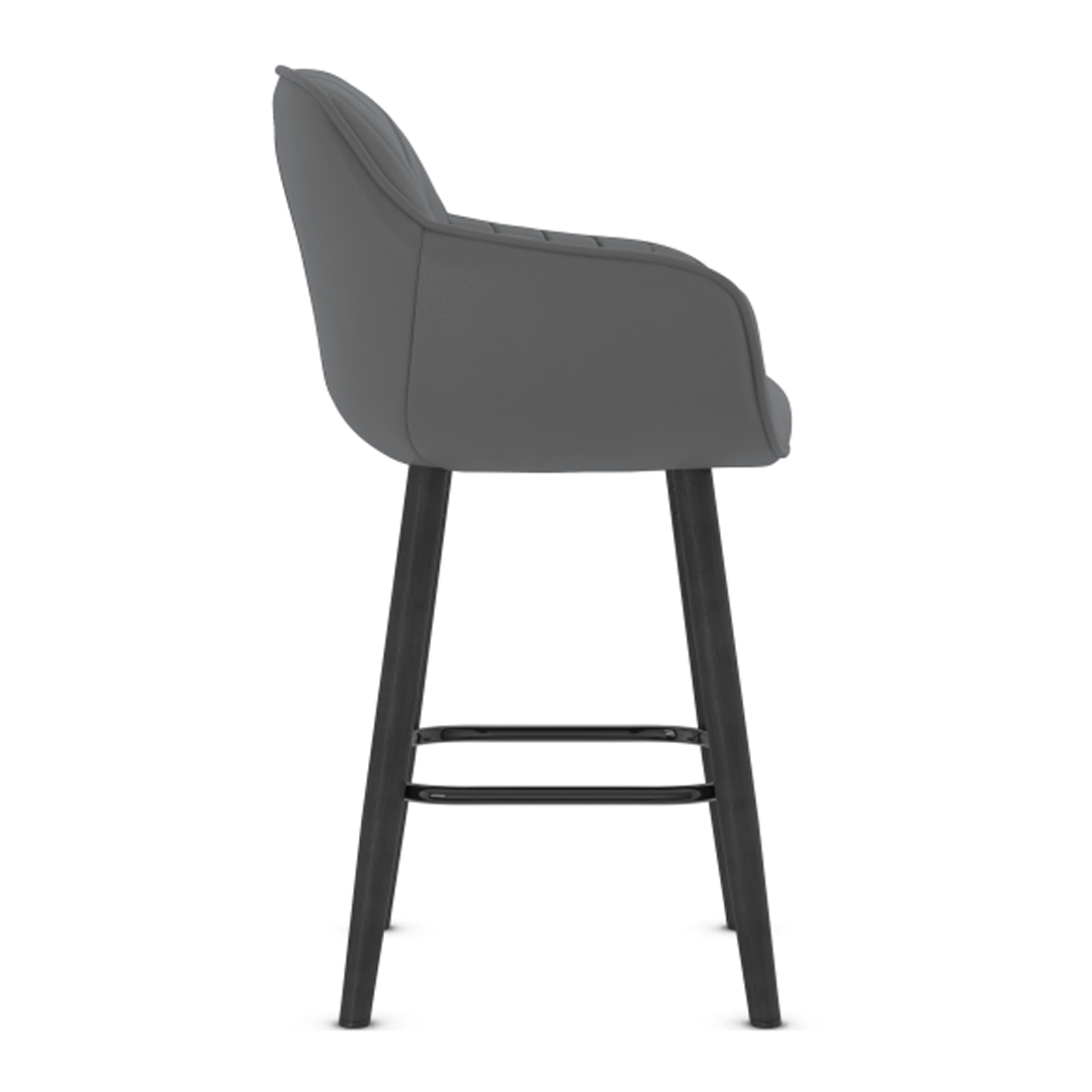 Faux Leather Bar Stool With Black Wooden Legs - Pinley