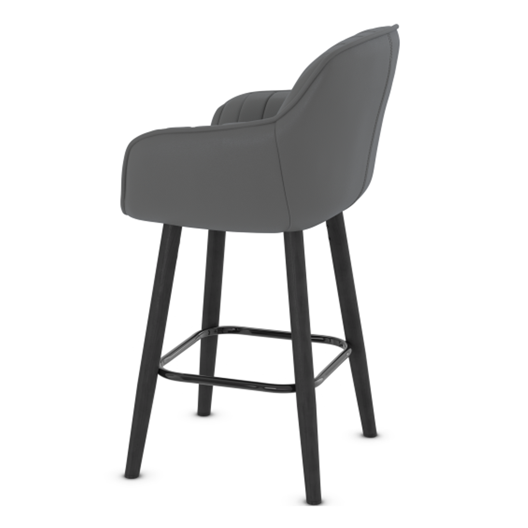 Faux Leather Bar Stool With Black Wooden Legs - Pinley