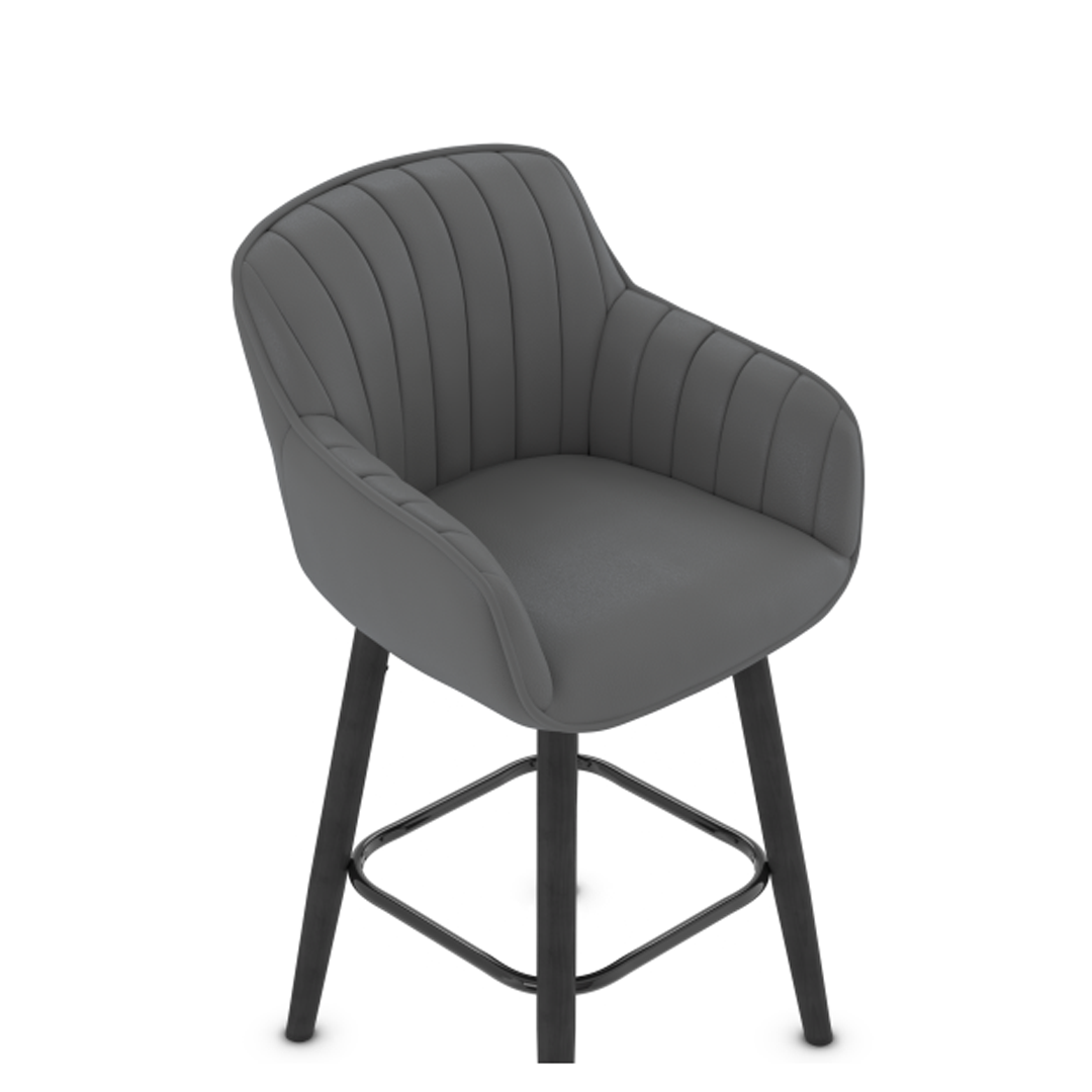 Faux Leather Bar Stool With Black Wooden Legs - Pinley