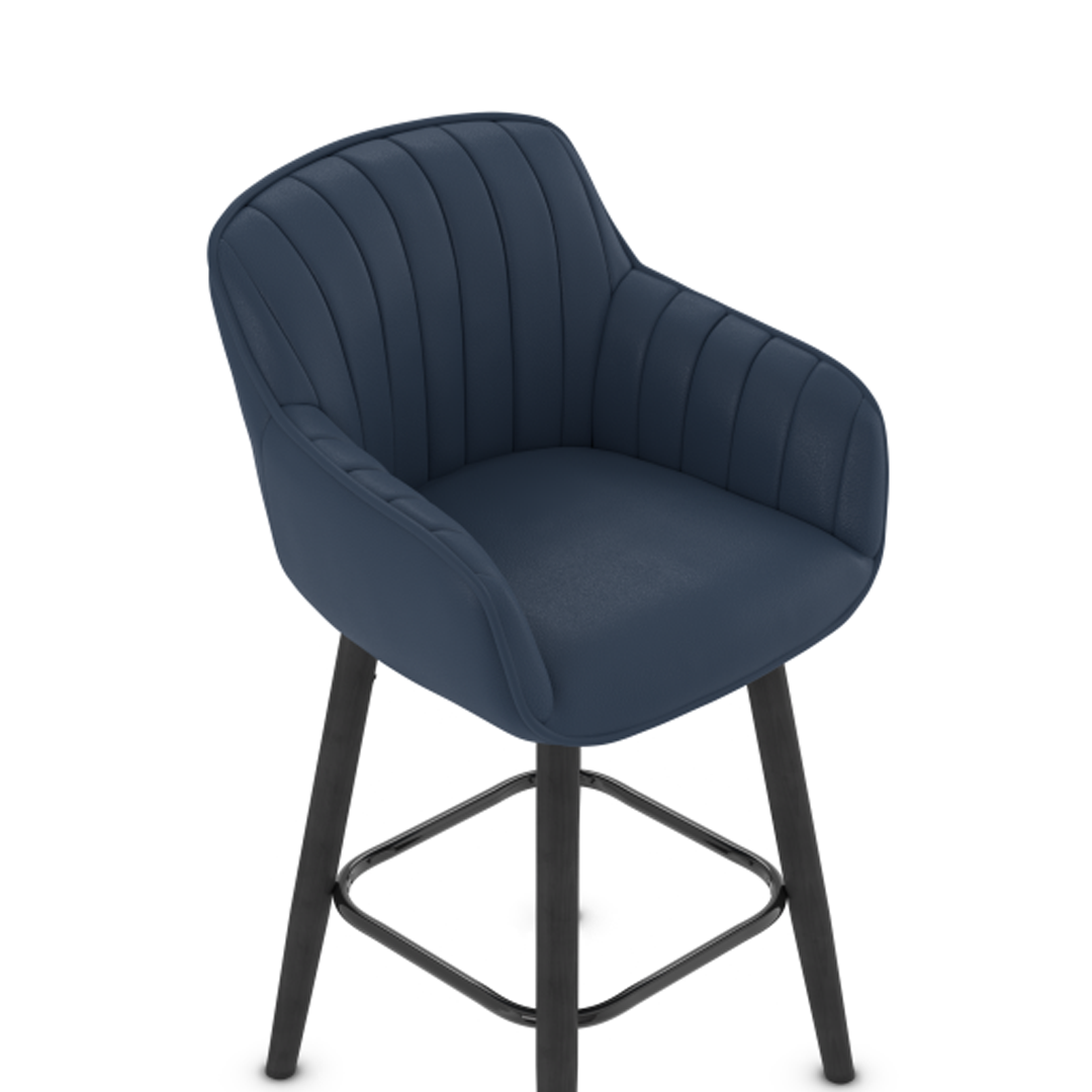 Faux Leather Bar Stool With Black Wooden Legs - Pinley