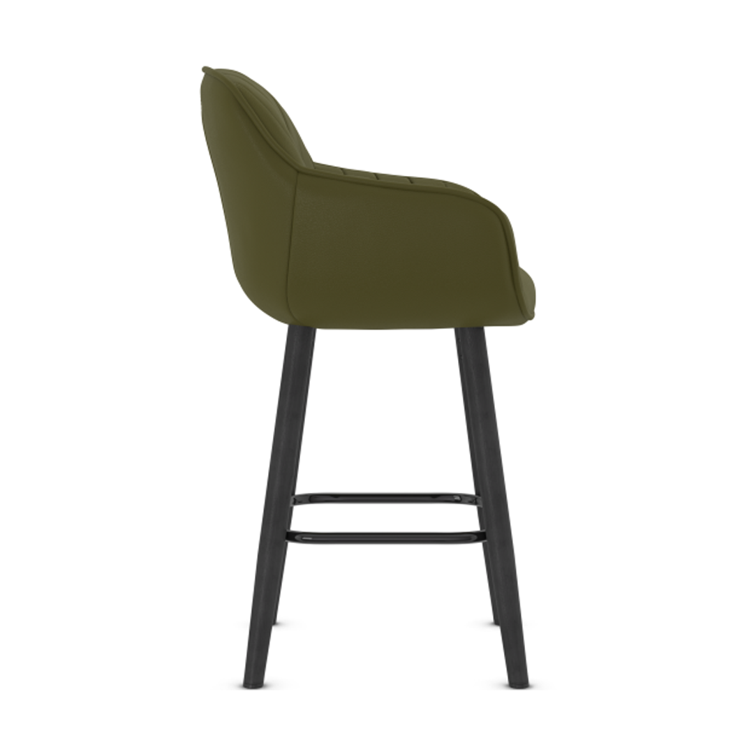 Faux Leather Bar Stool With Black Wooden Legs - Pinley